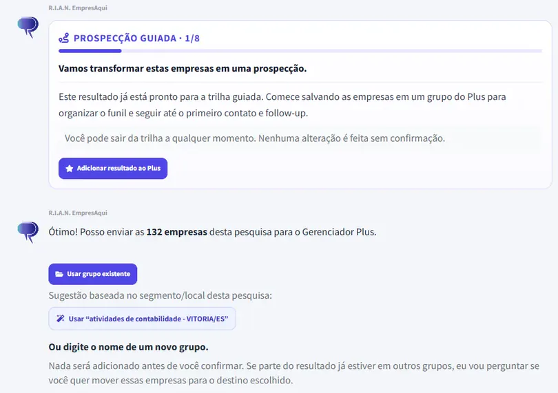 RIAN criando grupo de empresas para prospecção