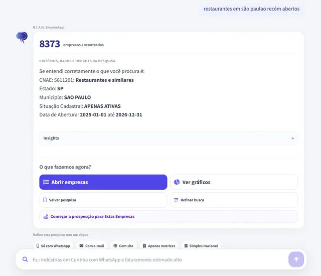 Pesquisa de empresas com o RIAN